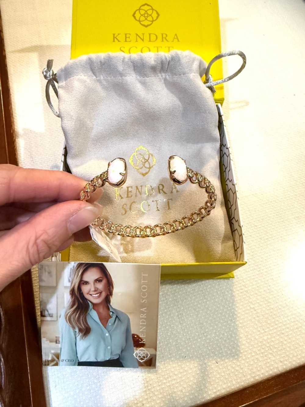 Kendra Scott Rose Gold Chain Cuff with Opal-Colored Stones